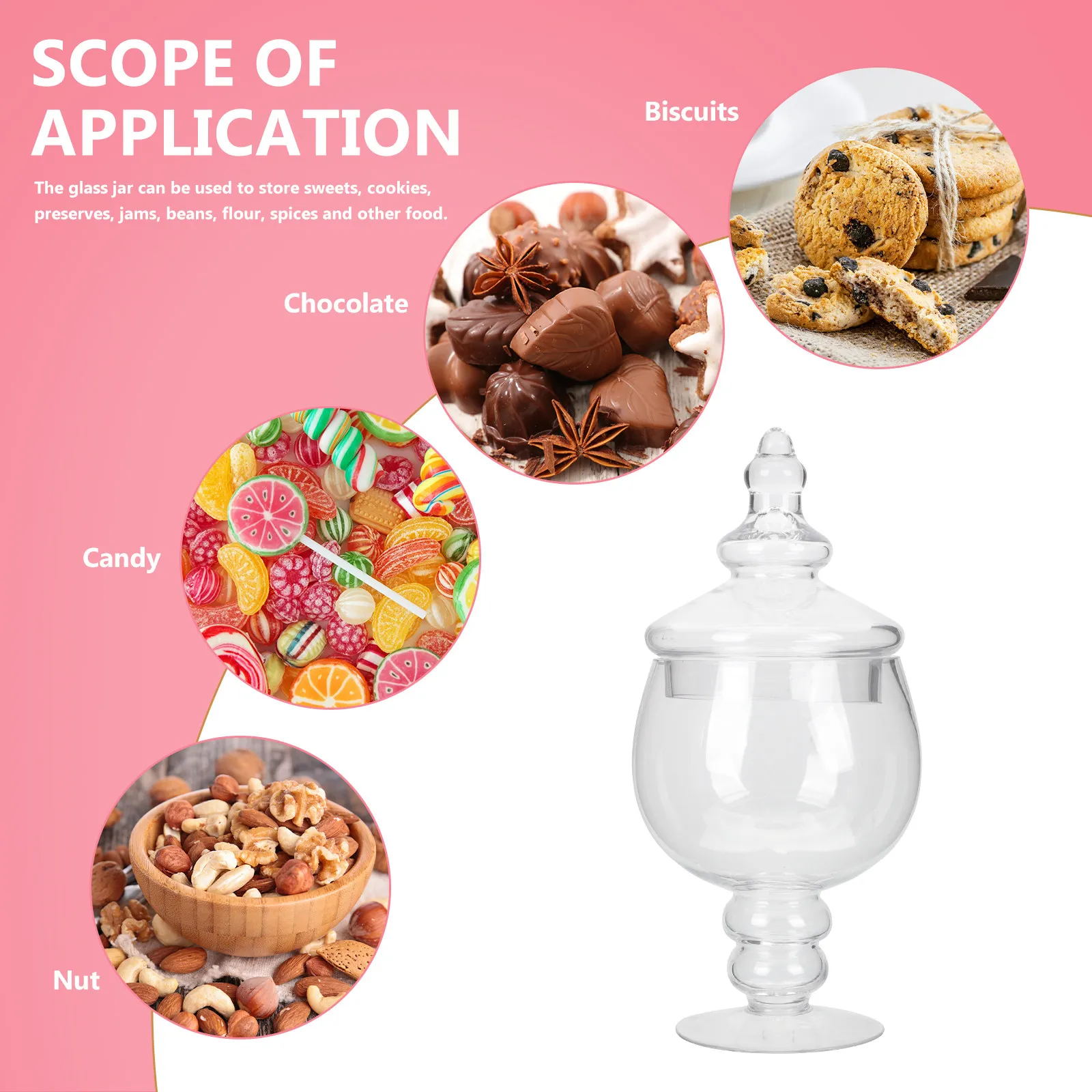 

Glass Candy Jar with Lid Clear Large Mouth Candy Container for Kitchen Pantry Snacks Cookies Storage Decorative Glass Jar