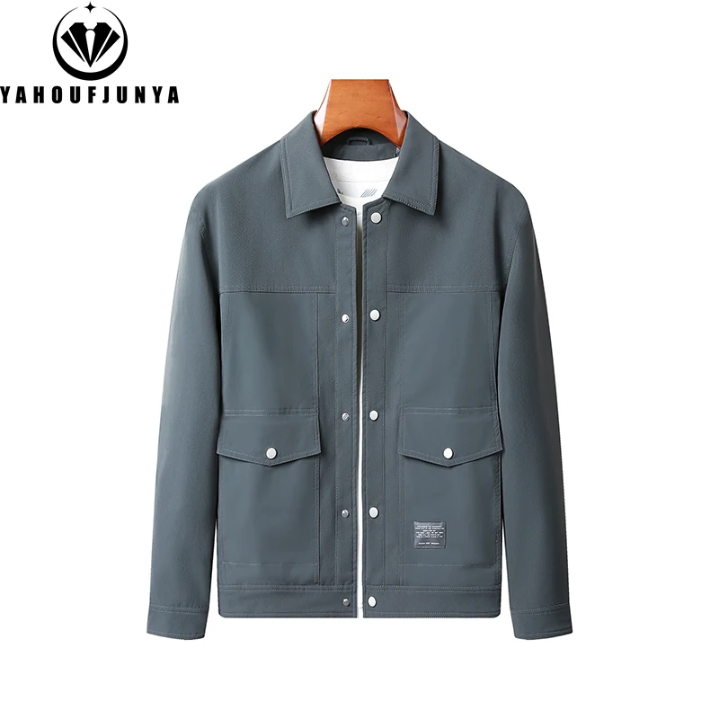 

Новая весенне-осенняя мужская куртка-ветровка с отложным воротником, однотонная, модная, свободного кроя, брендовая, для активного отдыха, мужская одежда