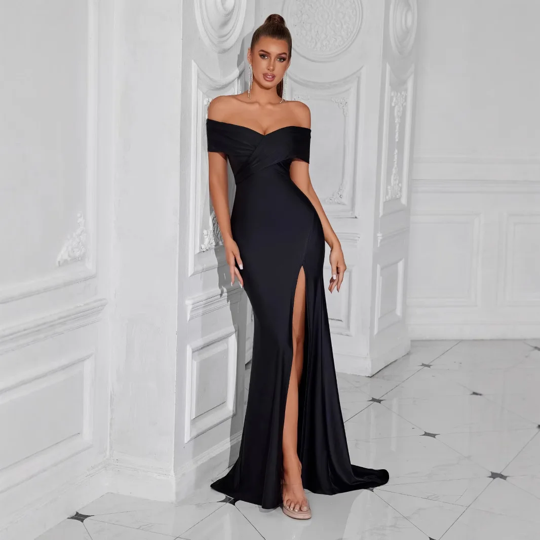 

Сексуальное облегающее вечернее платье Par Dr на бретельках с высокой талией и разрезом без Sve, высококачественный материал, другой материал 00