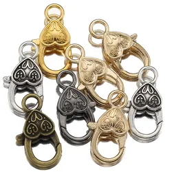 10pcs Vintage Heart Lobster Clasp 27x15mm Connector for DIY Jewelry Making Bracelet Keyring Findings Necklace Buckle Accessories