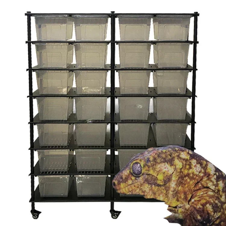 

Stacked composite metal reptile hall with bathtub base, wheel display rack, breeding bed