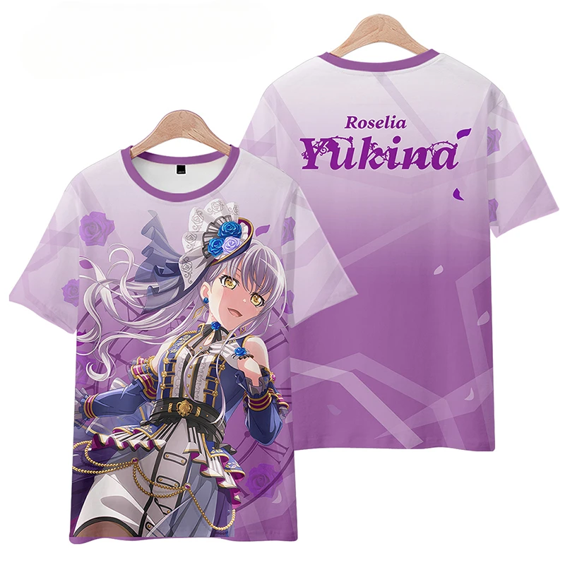 Anime BanG Dream Roselia 3D Print T Shirt Women Men Ako Udagawa Rinko Shirokane Yukina Minato Cosplay Short Sleeve Graphic Tees