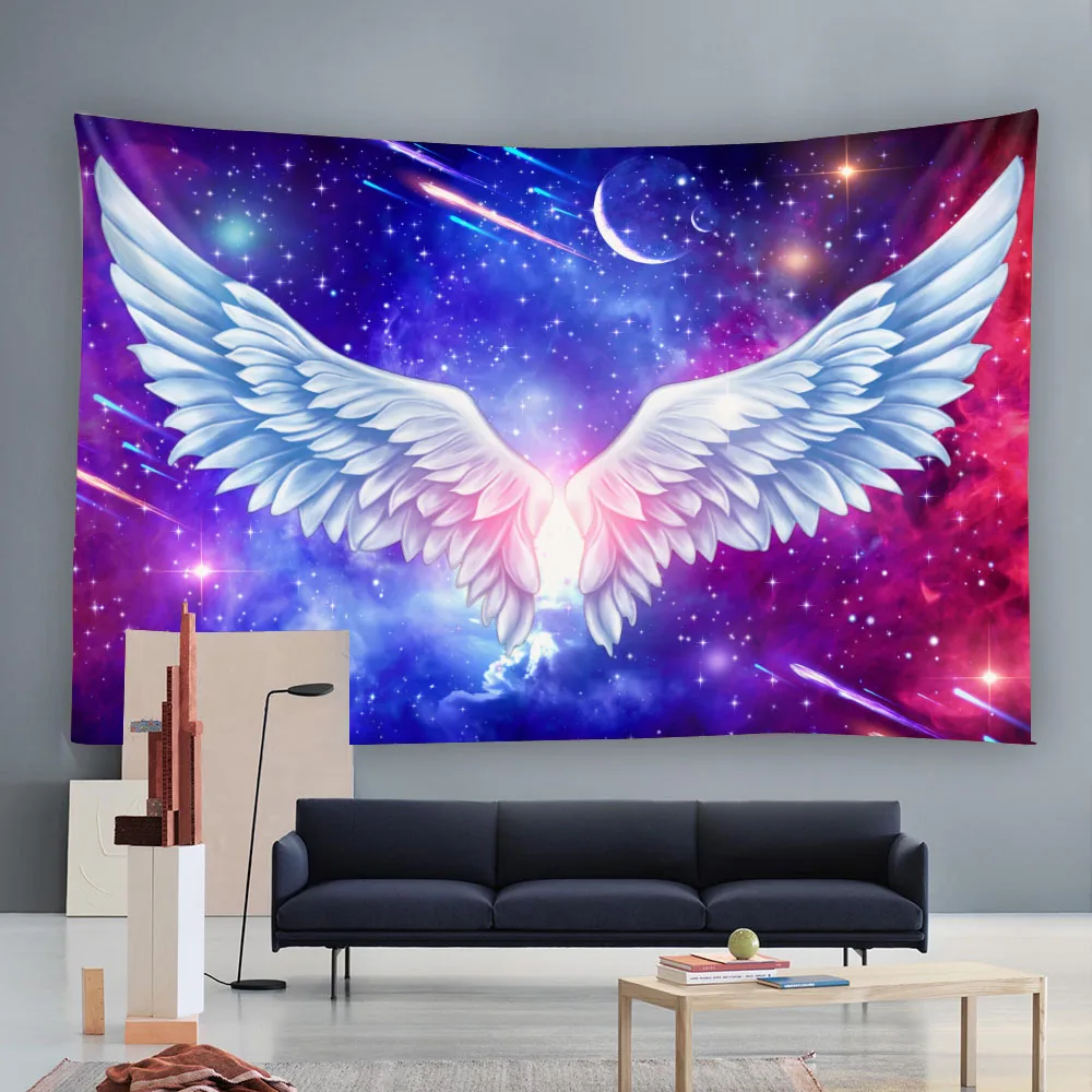 Aesthetic Starry Sky Wings Tapestry Multi Pattern Planet Universe Wall Hanging Cloth for Home Decoration Various Sizes Available