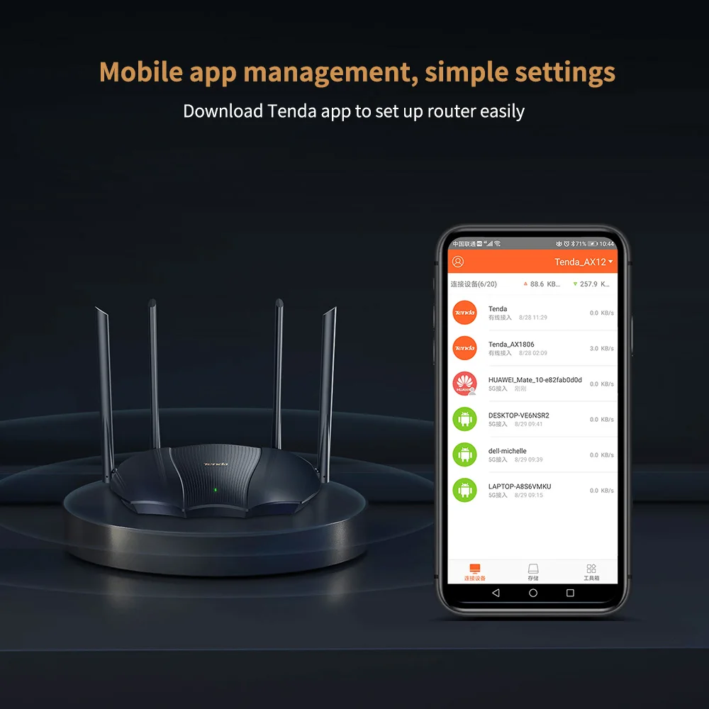 Оригинальный Tenda AX12, двухдиапазонный маршрутизатор MESH Gigabit Wi-Fi 6, домашний усилитель сигнала Wi-Fi AX3000M, 5G, Wi-Fi, глобальная версия