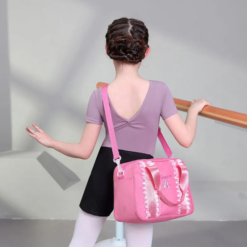 Pink Ballet Dance Bags for Girls Kid Gymnastics Backpack Waterproof Printing Package Lovely Princess Bags