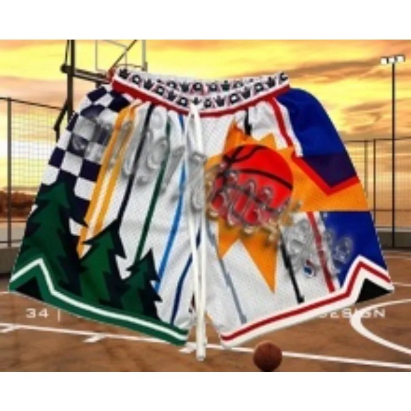 

New American basketball sports shorts men's summer outdoor running fitness but knee sports quarter pants