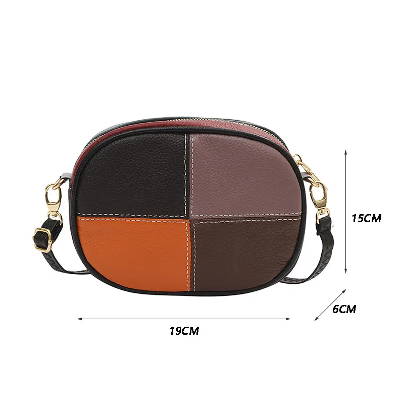 Women Bag Color Random Bag Head Layer Cowhide New Color Contrast Small Square Bag Soft Leather Shoulder Bag Casual Crossbody Bag