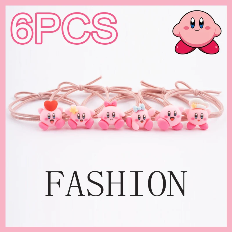 

6 шт., резинка для волос Kirby, эластичная веревка для волос, женская повязка для волос с высоким хвостом, резинка для волос, аксессуары для волос, каваи, головной убор для девочек