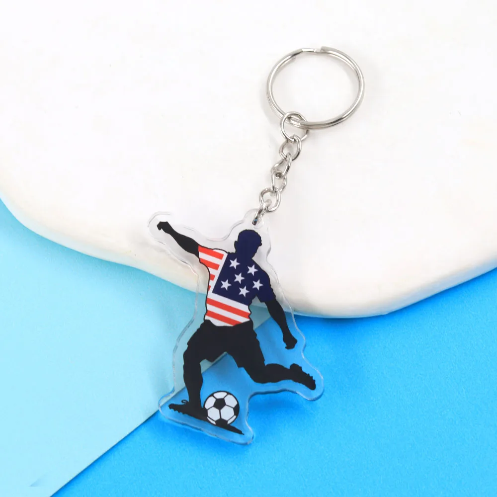 USA-Flagge Fußballspieler Acryl-Schlüsselanhänger USA 2026 Fußballstar Silhouette Schlüsselring Sportfan-Souvenir Taschenanhänger Schmuck Geschenk – Detail 9