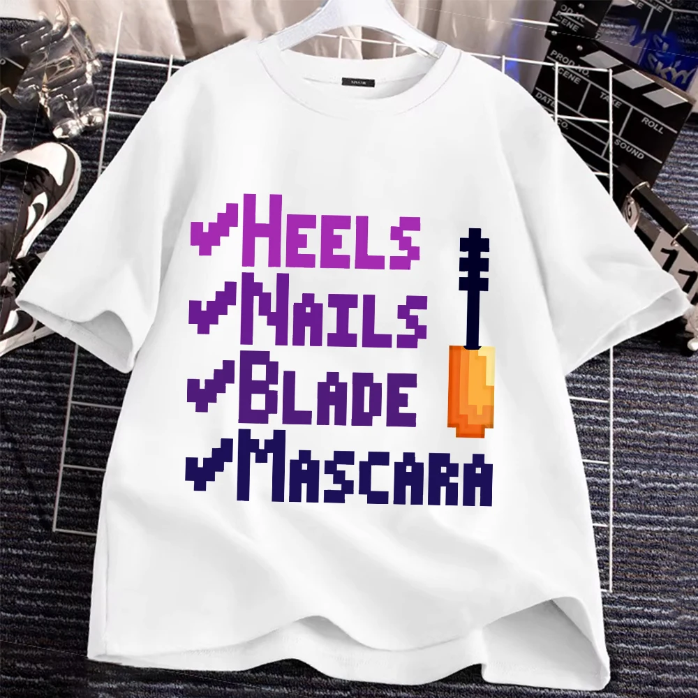 

KPop Demon Hunters Pixel Art Style "Wheels Nails Blade Mascara" Parent-Child T-Shirt for Trendy Fans