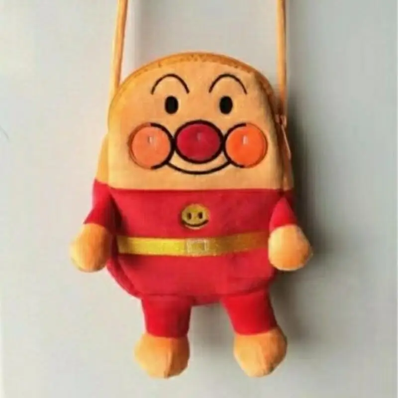 18Cm Japanese Anime Anpanman Long Legs Plush Crossbody Bag Double-Layer Zipper Pocket Cosmetic Mobile Phone Storage Holiday Gift