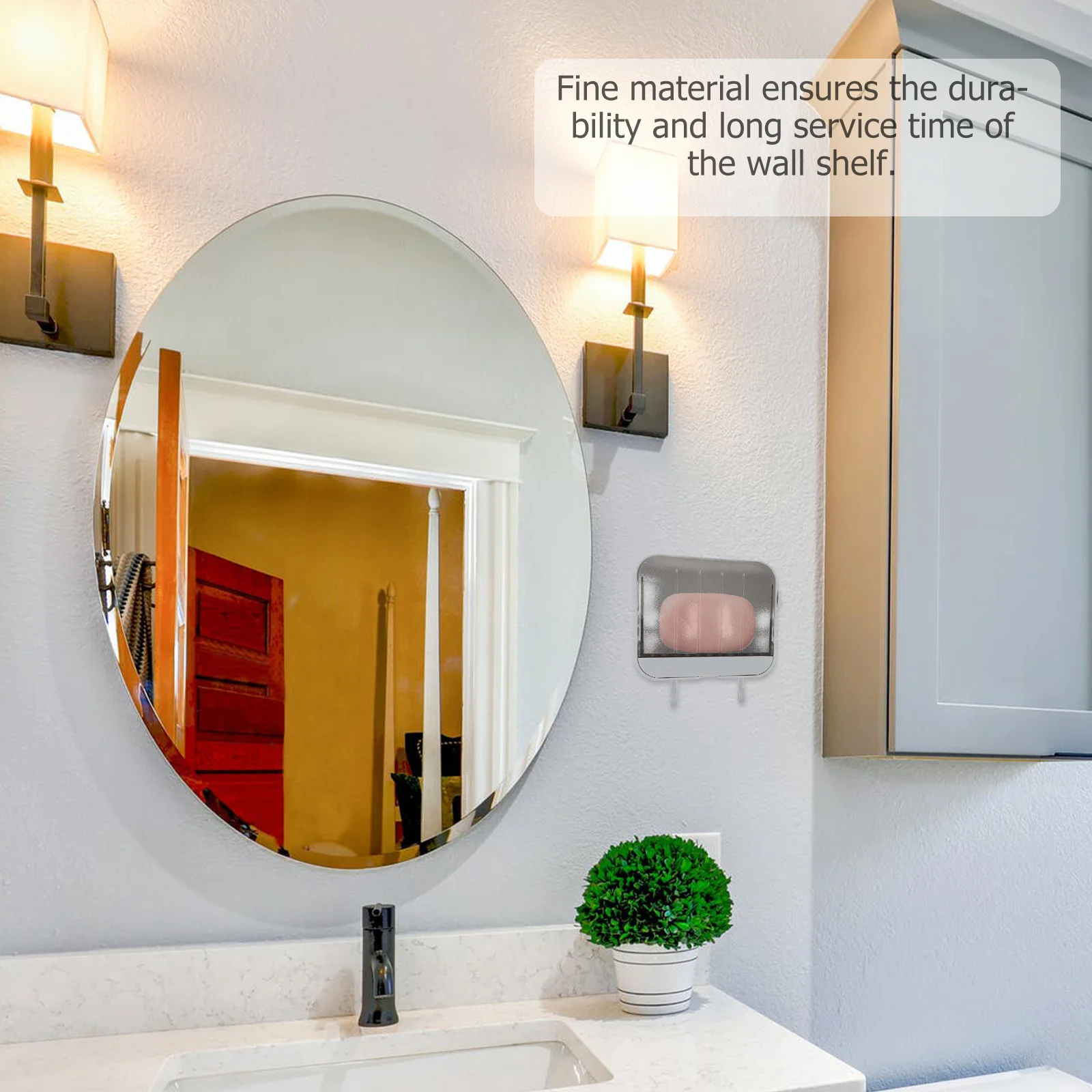 

1Set Wall Storage Rack Nailfree Adhesive Bathroom Kitchen Organizer Strong Bearing Capacity Stable Adhesion