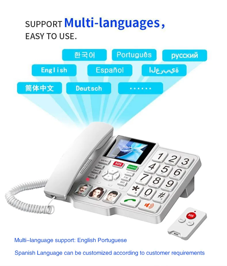 4G fixed wireless telephone house phone SOS Big Button Remote Control for Seniors Elderly Old
