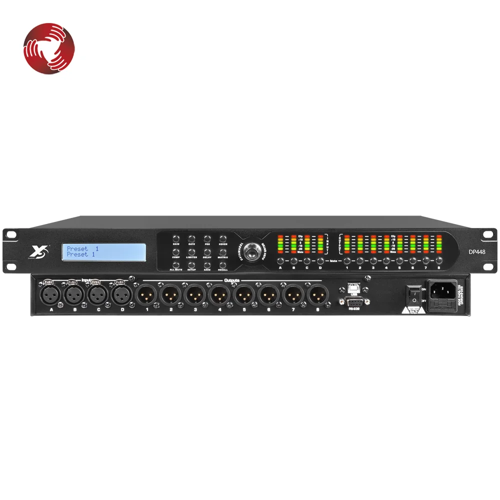 Professional 4 in 8 Out Speaker Processor DSP Sound System Digital Audio Processor