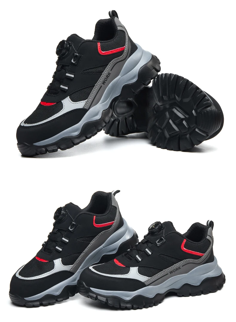 Indestructible Steel Toe Work Shoes for Men Rotating Button Safety Shoes Lightweight Construction Work Safety Shoes