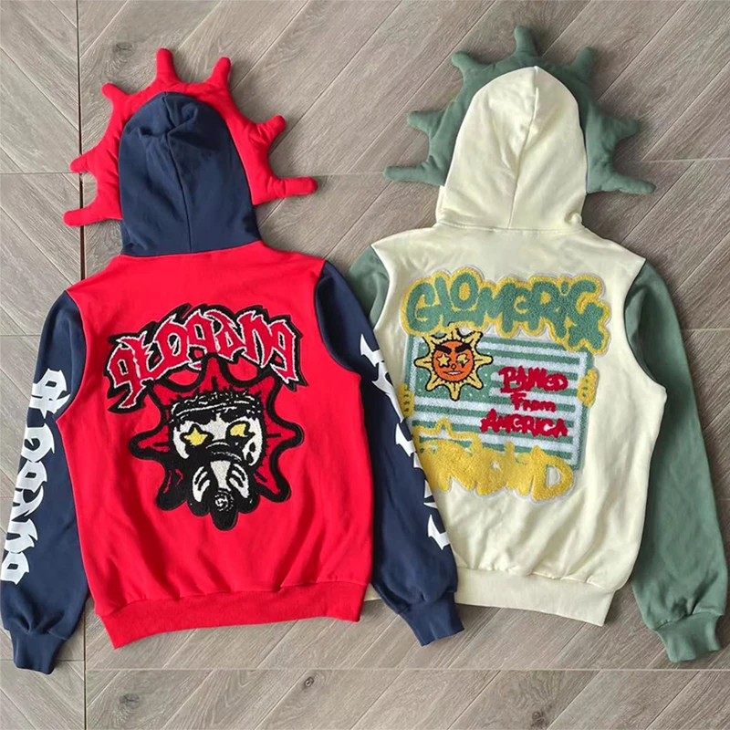 

Худи Glo Gang the Glory на молнии с вышивкой, хлопковое, повседневное, для молодежи, с застежкой-молнией