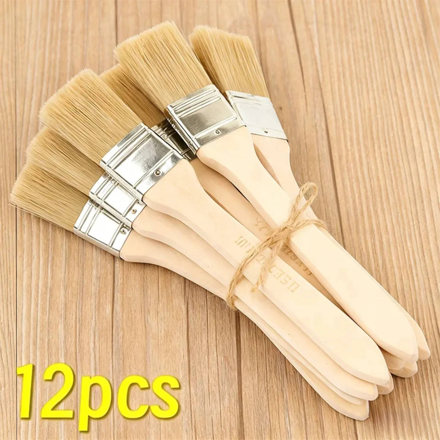Professional 5/10/18/24Pcs 1inch Wooden Handle Pig Mane Brushes for Plastering Painting Glue Art Craft Durable Multipurpose Soli