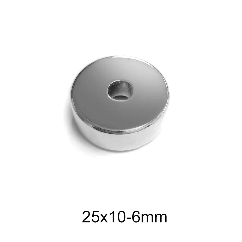 1/2/5/10PCS 25x10-6 mm Neodymium Magnet Disc 25*10 mm Hole 6mm Circular Magnets 25X10-6mm Round Countersunk Magnetic 25*10-6