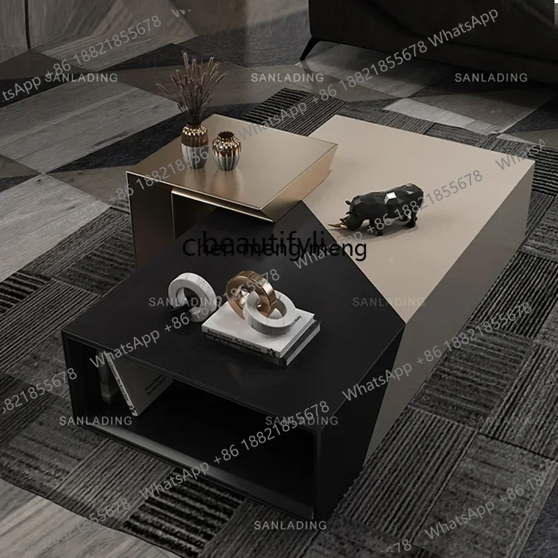 طاولة قهوة إيطالية بسيطة وخزانة تلفزيون وطاولة شاي منزلية فاخرة وحديثة وبسيطة لغرفة المعيشة في الفيلا #5