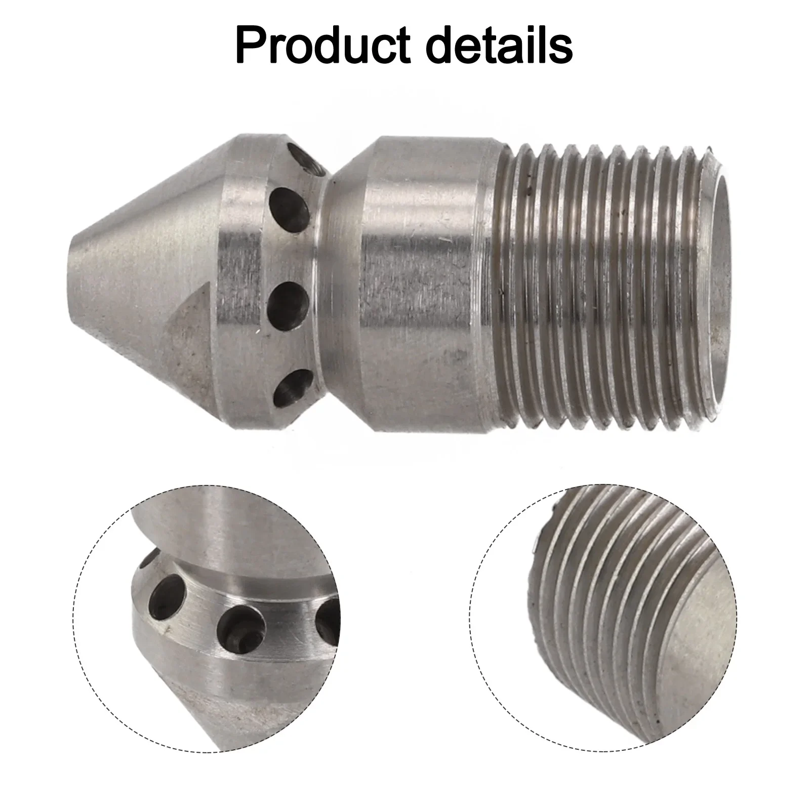Premium Stainless Steel Pressure Washer Drain Cleaning Nozzle 9 Jets MaleQuick Connect Optimal Cleaning Solution