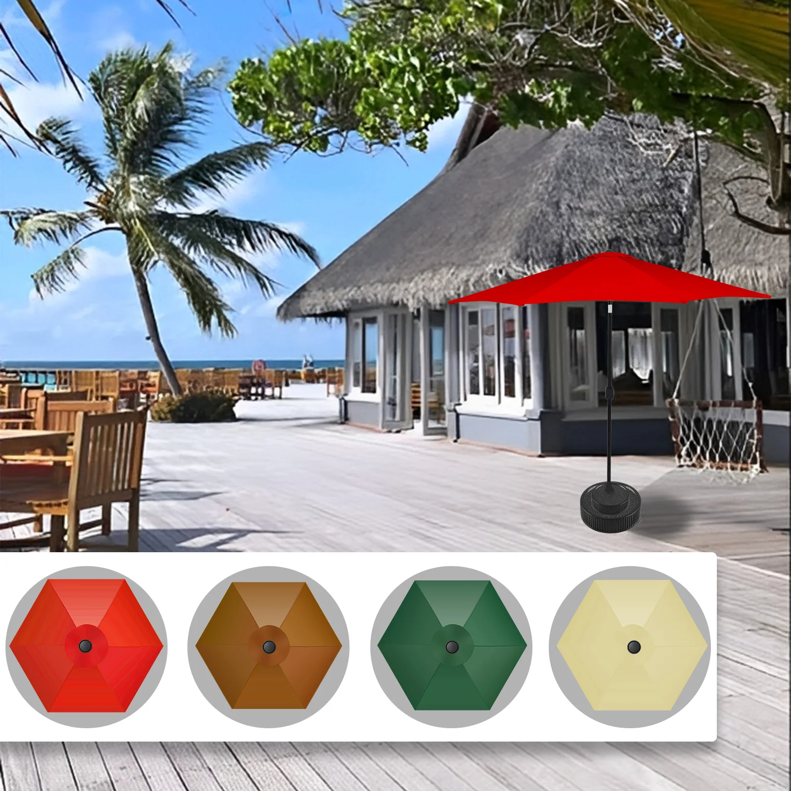 

Зонт от солнца 6,4 фута, зонт для патио, 6 ребер, сменный навес, полиэстер, уличный зонт, практичные аксессуары для затенения для пляжного двора