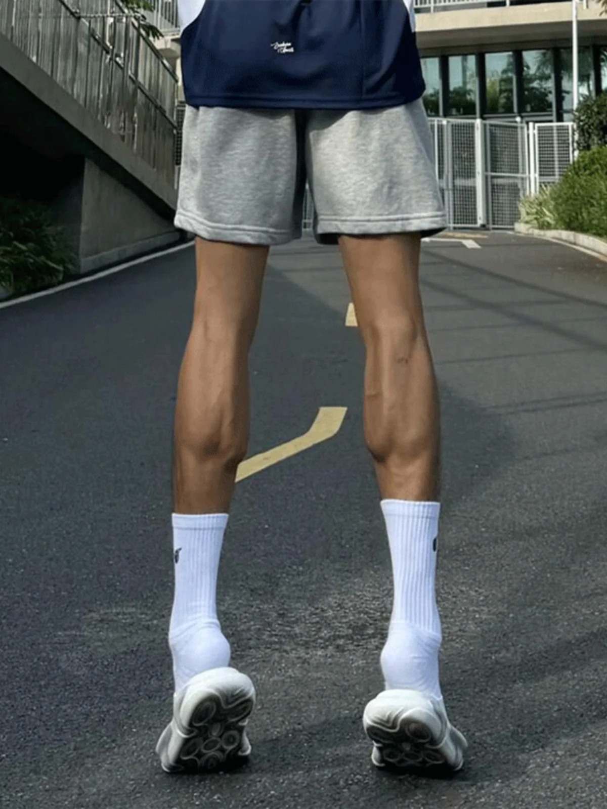 

American Casual Loose Trendy Pure Color Basic ort Pants Men's Summer Baskeall Sports Five-Point Pants Straight Tube