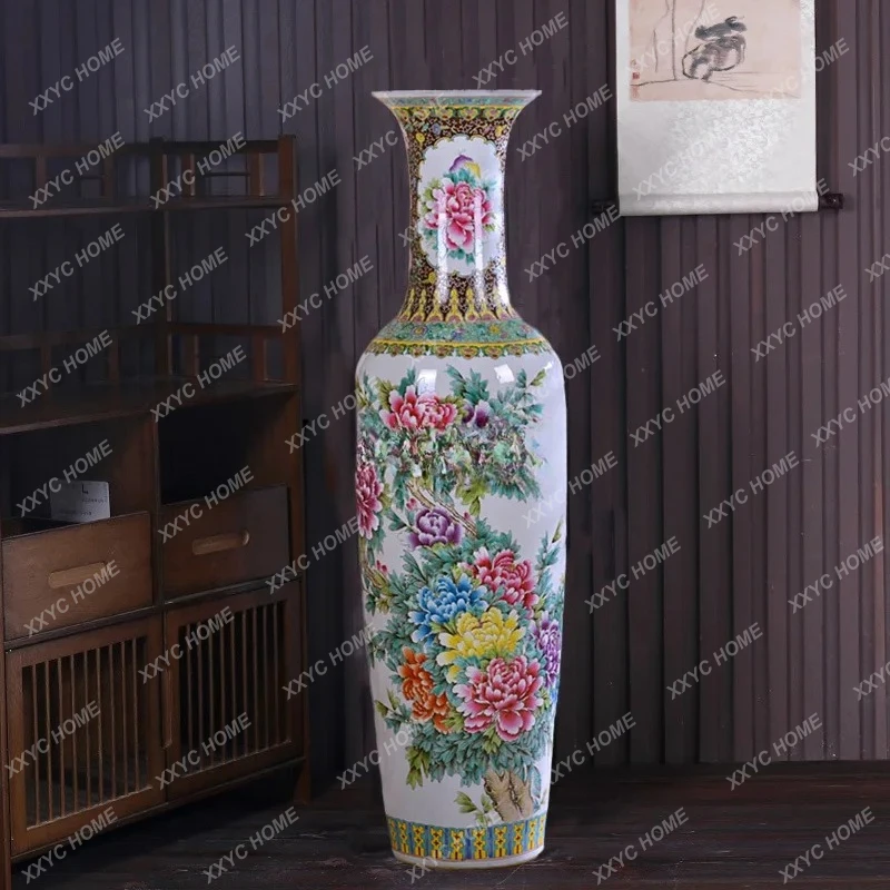L Chinese-style pastel landscape floor-to-ceiling large vase home furnishing  ceramic flower arrangement decorations