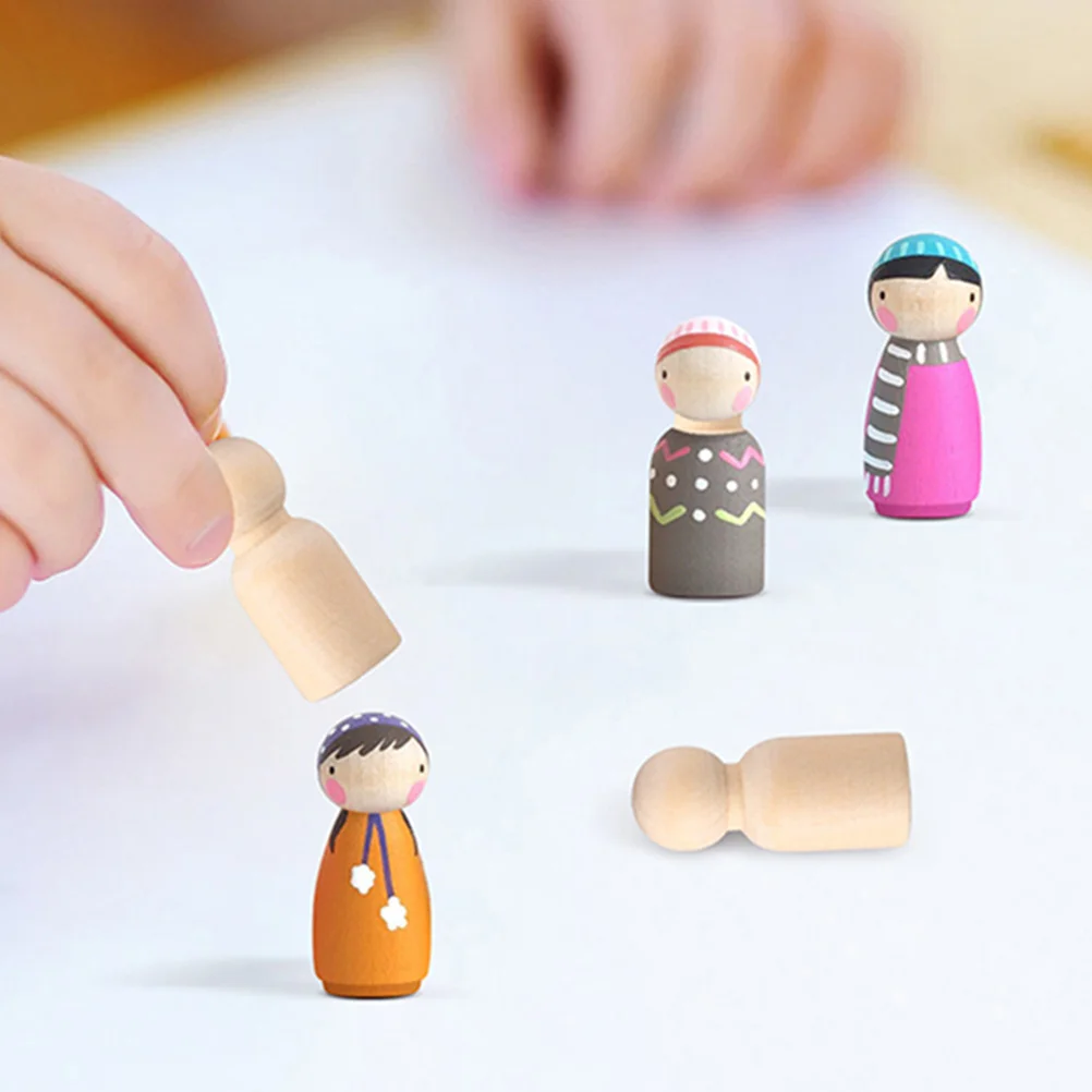 30 Pcs Unfinished Wooden Peg Dolls 35mm Kids Crafts Toy Blank Smooth Surfaces Child Supplies Fun Parent Child Activities