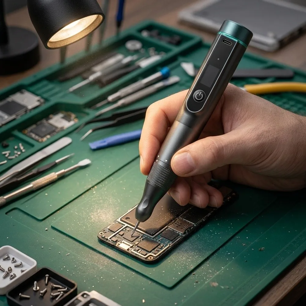 Grinding Pen for Electronics Repair and DIY Engraving with Continuously Variable Transmission and Compact Ergonomic Design