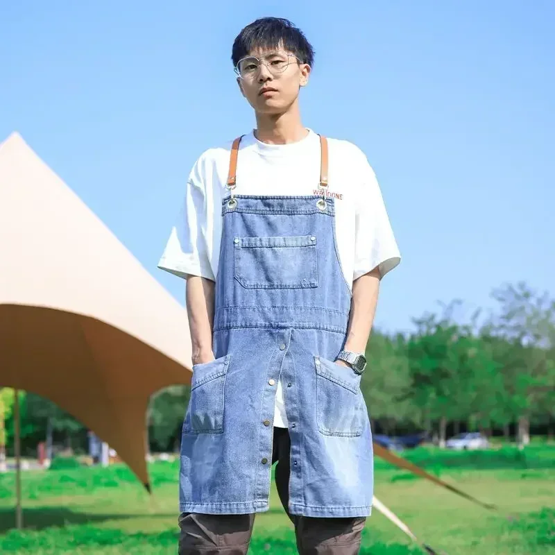 

Denim Apron Home Kitchen Fashionable Nail Salon Horticultural Milk Tea Shop Hairdresser Workwear Clothes