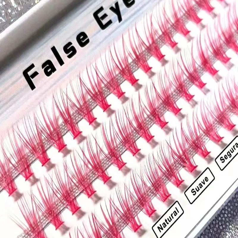 Blue Purple Pink Red Colored Lashes Cluster Eyelash Extension Natural Long 30D Volume Effect Faux Bunche Individual Makeup Cilio