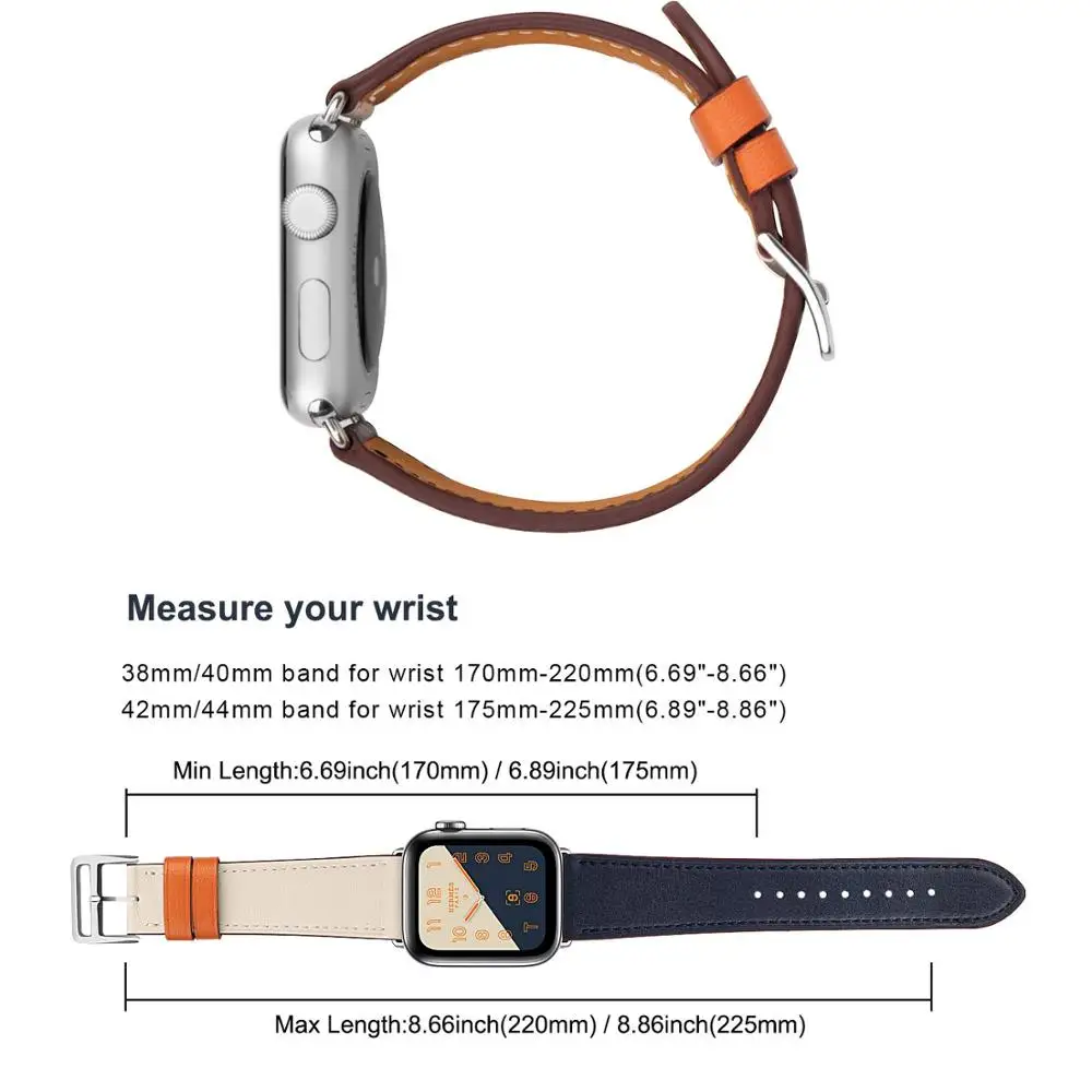 Single tour for Apple watch band 44mm 40mm 45mm 41mm 49mm 42mm Genuine Leather bracelet iWatch series 3 4 se 6 7 8 ultra 2 strap image 4