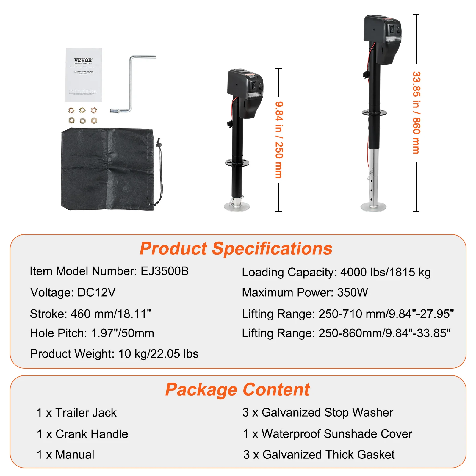 Electric Tongue Jack With Waterproof Cover