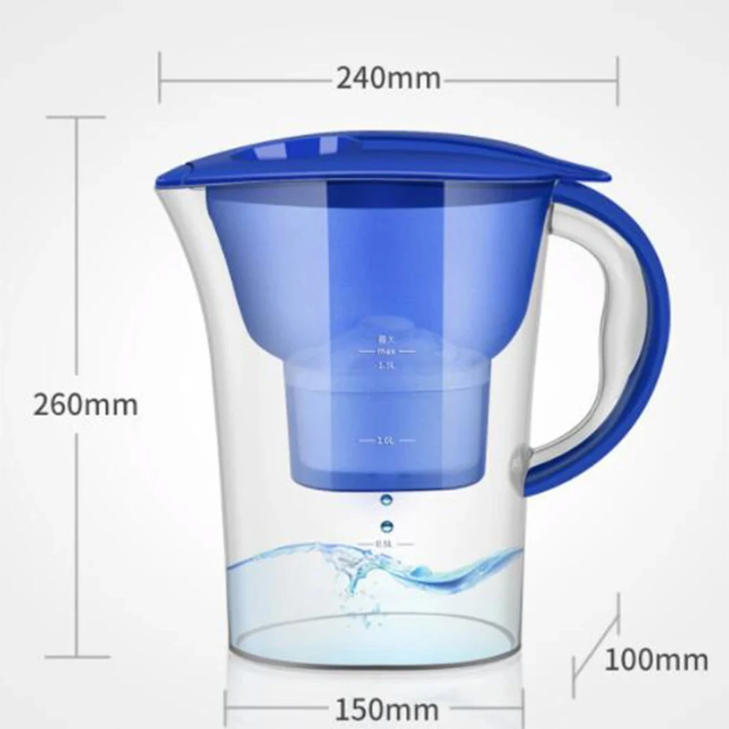 Pitcher pemurni air kapasitas besar, efisien dan terbaik-kapasitas 2.5L-Ideal untuk penggunaan rumah dan kantor-Fou Superior