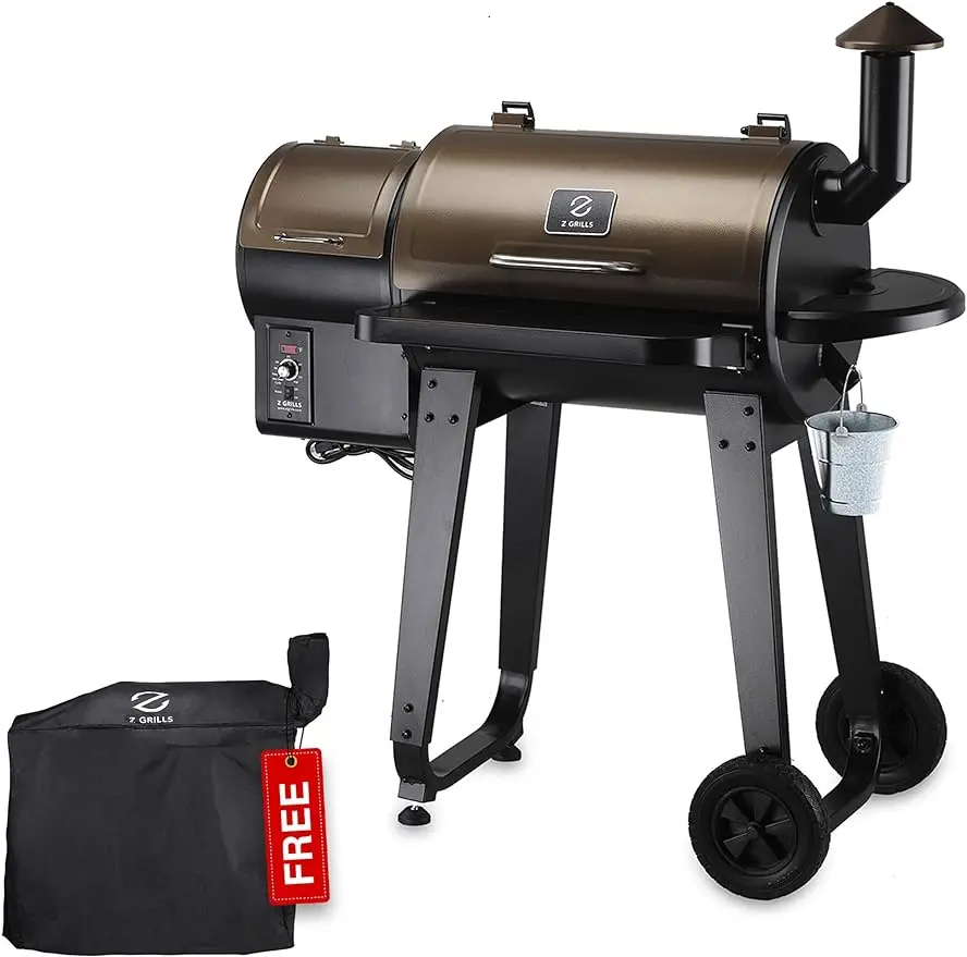 2023 Upgrade Wood Pellet Grill & Smoker 6 in 1 BBQ Grill Auto Temperature Control, 450 Sq in Bronze