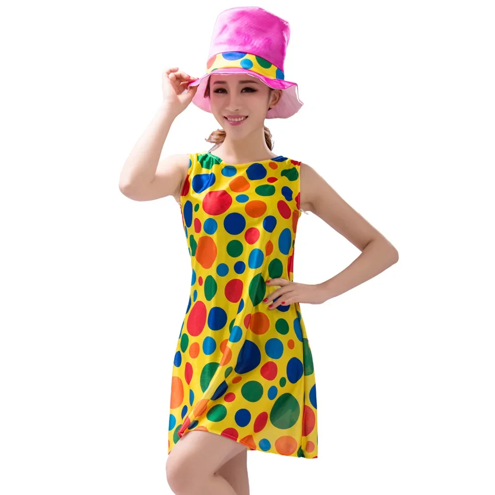 Costume da Clown da circo arcobaleno con scarpe parrucca naso in spugna pagliaccio per la festa di natale di Halloween puntelli di abbigliamento Cosplay