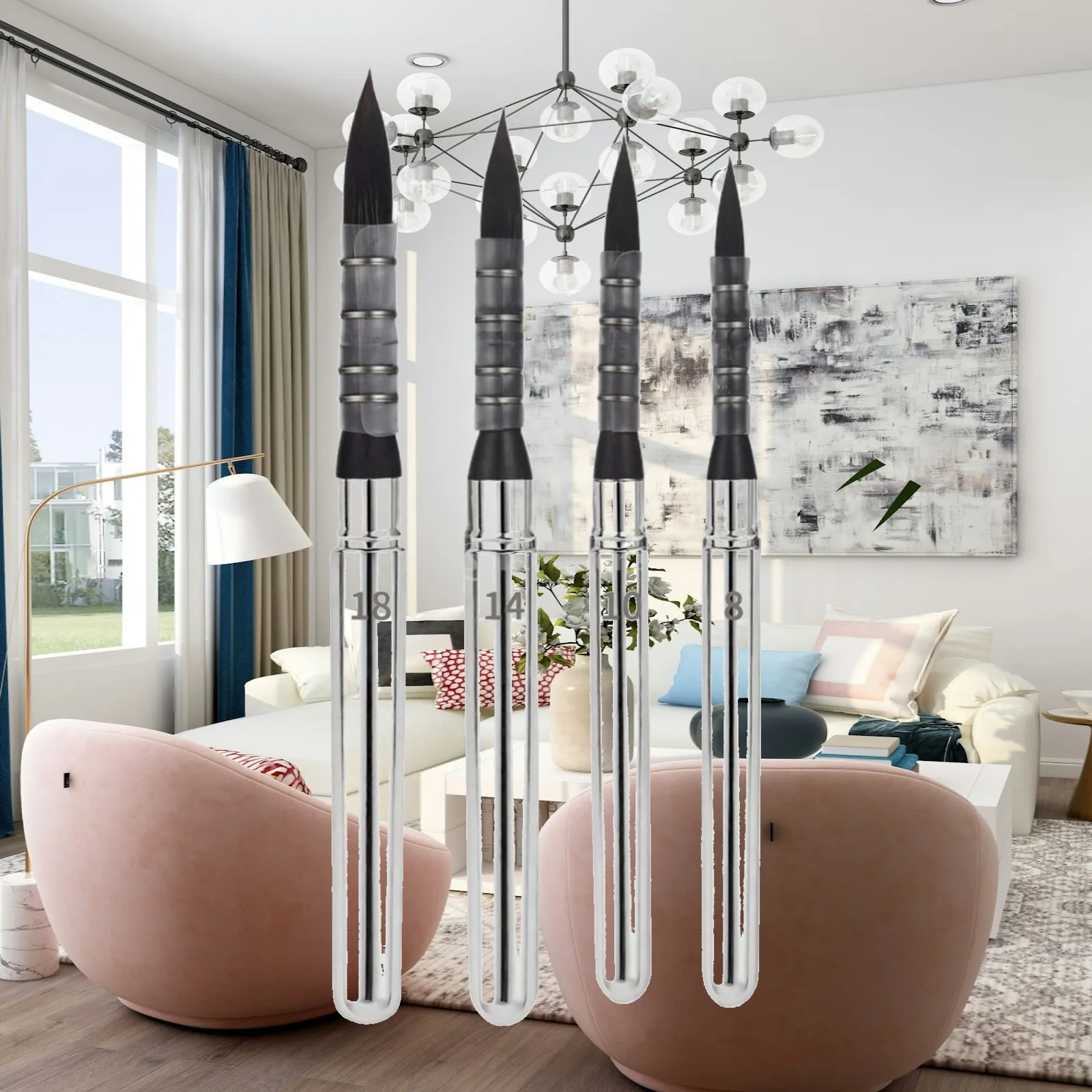 Travel Paint Brush Set Round Point Stainless Steel Ferrule Soft Bristle Precision Brush for Fine Art Sketching and Studio