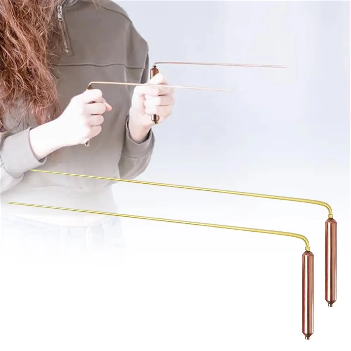 A78I 2Pcs Copper Divining Dowsing Rods Metal Detector for Water Treasure Finding Tools Copper Probing Rod