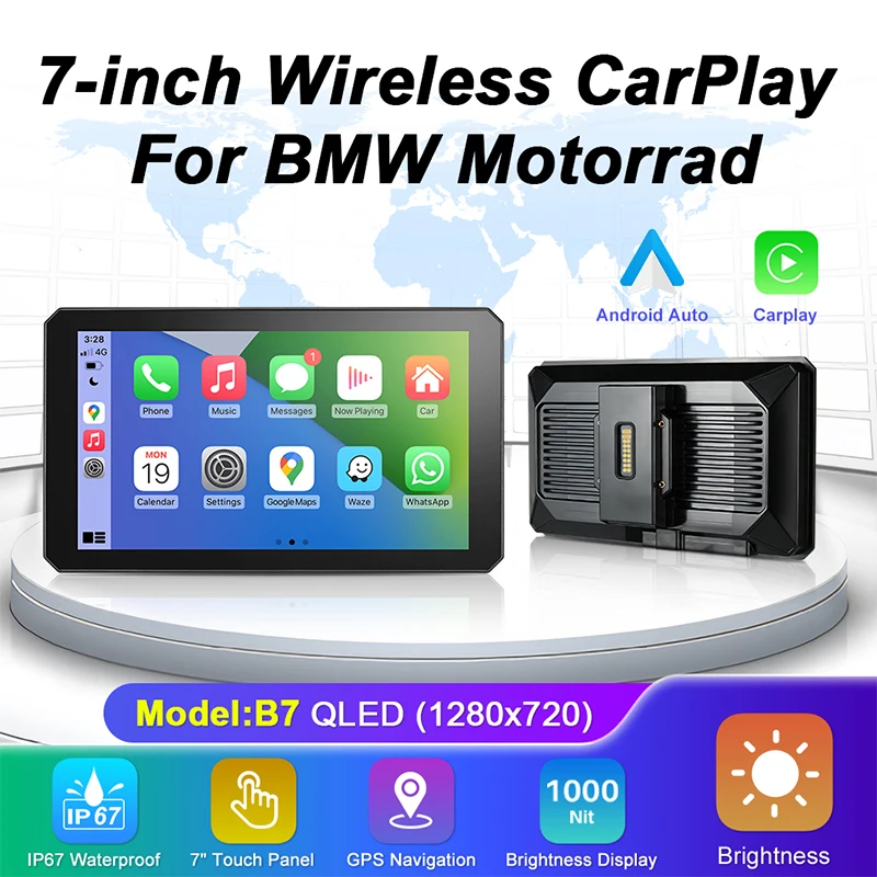 B7 Pro For BMW R1200 R1250GS S1000 M1000 XR Touch Outdoor Waterproof Sunsceen Portable Motorcycle Navigator CarPlay Android Auto