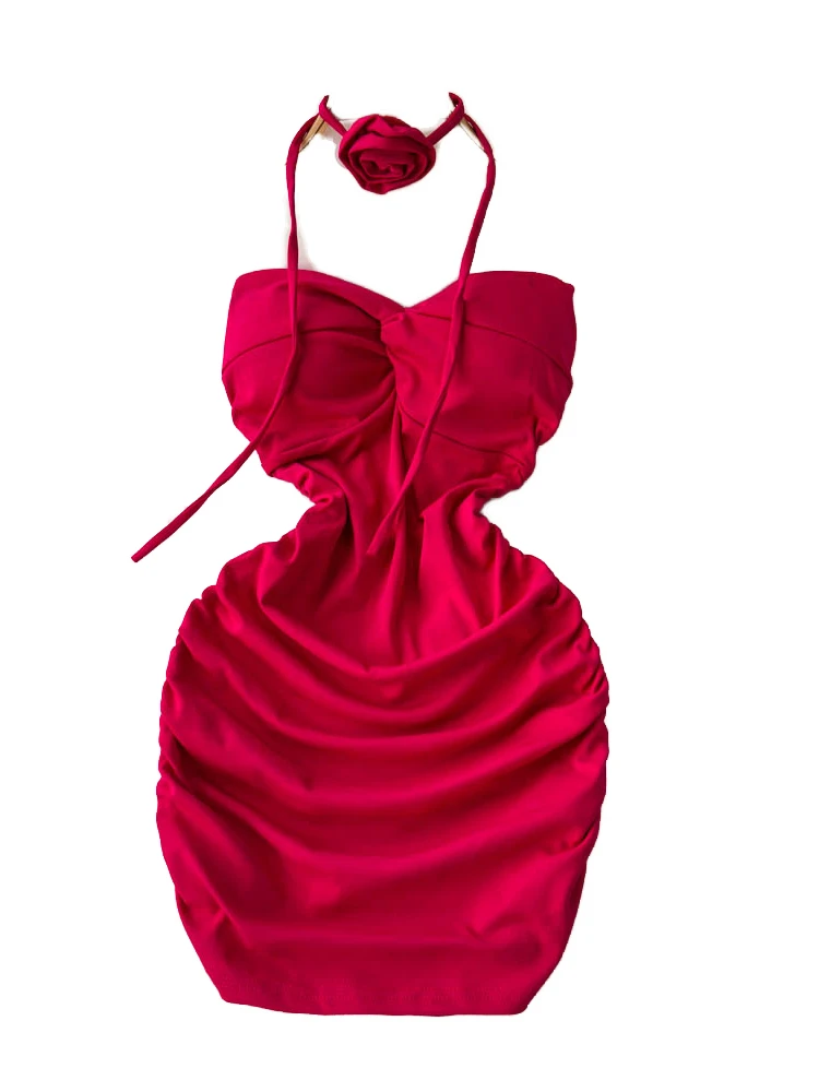 تنورة قصيرة نسائية أنيقة بتصميم ملفوف وكتف مكشوف وعقدة، تصميم يبرز الخصر، خصر مرتفع، مناسبة للربيع والصيف وللارتداء اليومي