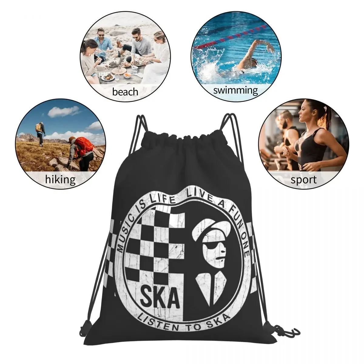 SKA Is Life Portátil Tee Mochilas, Sacos De Cordão, Pacote De Bolso, Saco De Armazenamento, Saco De Livro, Moda Escolar, Homem, Mulher