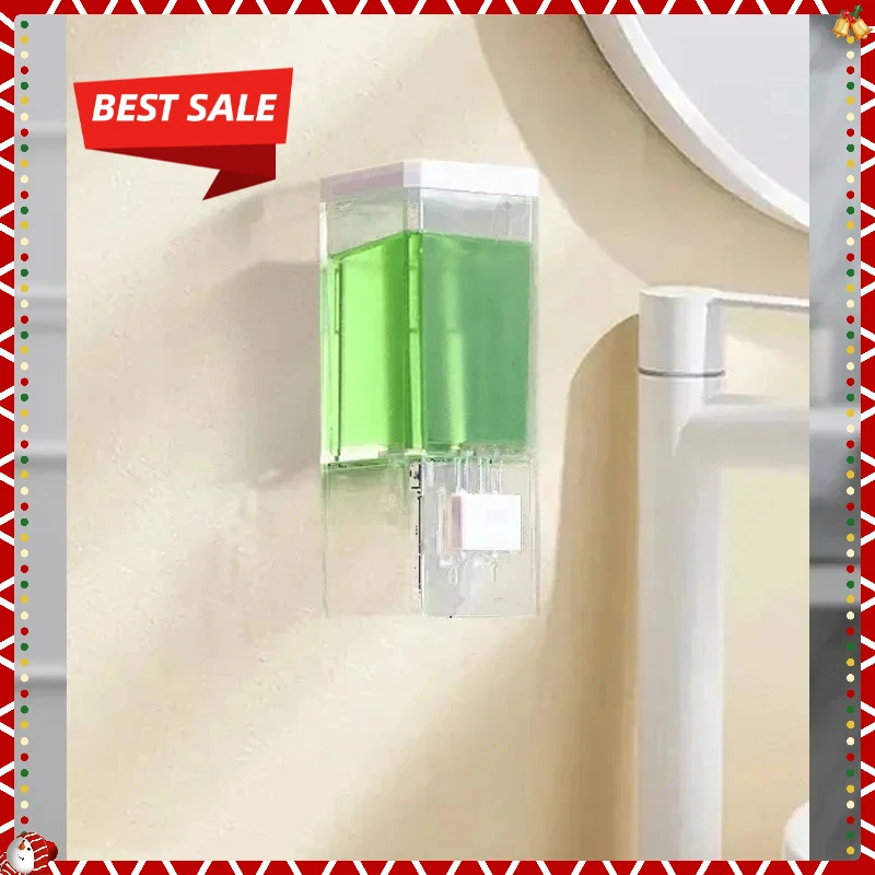 موزع صابون يدوي غير مثقوب لعام 2025 - زجاجة شفافة مثبتة على الحائط بدون أثر، للحمام/المطهر/الشامبو