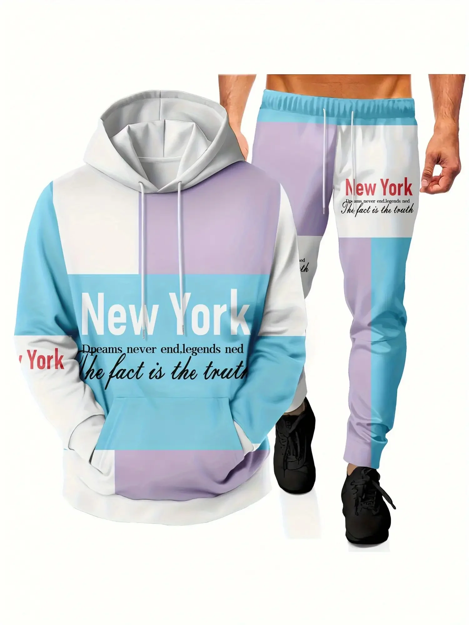 

2025-26 Autumn/Winter New Y2K Sports Set NEW YORK Men's Fashion Oversized Comfortable Daily Street Two Piece Set