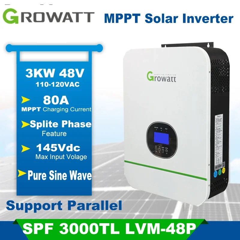 

Growatt 3KVA 3KW Controlador De Carga Solar Mppt Splite Phase Solar Inversor With High -speed Transport