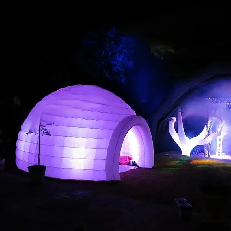 Kundenspezifisches aufblasbares Festzelt mit Iglu-Kuppelzelt mit LED, aufblasbares Campingzelt, aufblasbare Partyzelte zum Verkauf