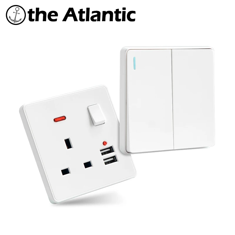 White Plastic UK Home Improvement Standard Power Socket 13A Dual USB Ports LED Indicator Single Double Wall Outlet Singapore