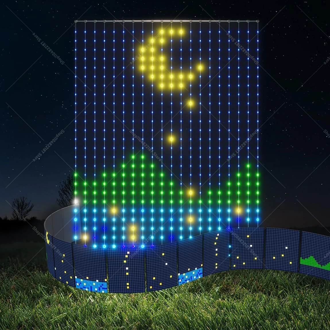 400LEDs Smart LED Curtain Lights with AI Google Assistant & Alexa Voice Control DIY LED String Lights for Window & Bedroom Decor