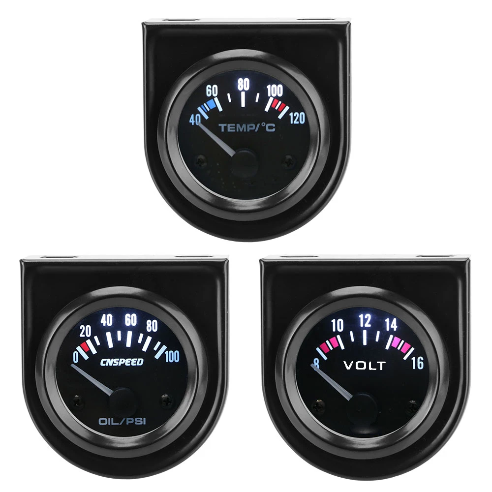 

0-100PSI Oil Pressure Gauge Water Temperature Meter Automobile Vehicle Meter Voltmeter 2" 52mm