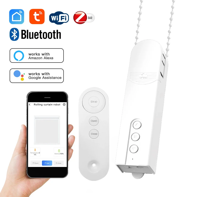 Tuya Bluetooth Wifi Zigbee Smart Blind Motor Automatic Curtain Robot Roller Shutter Shadows Driver Voice via Alexa Google Home