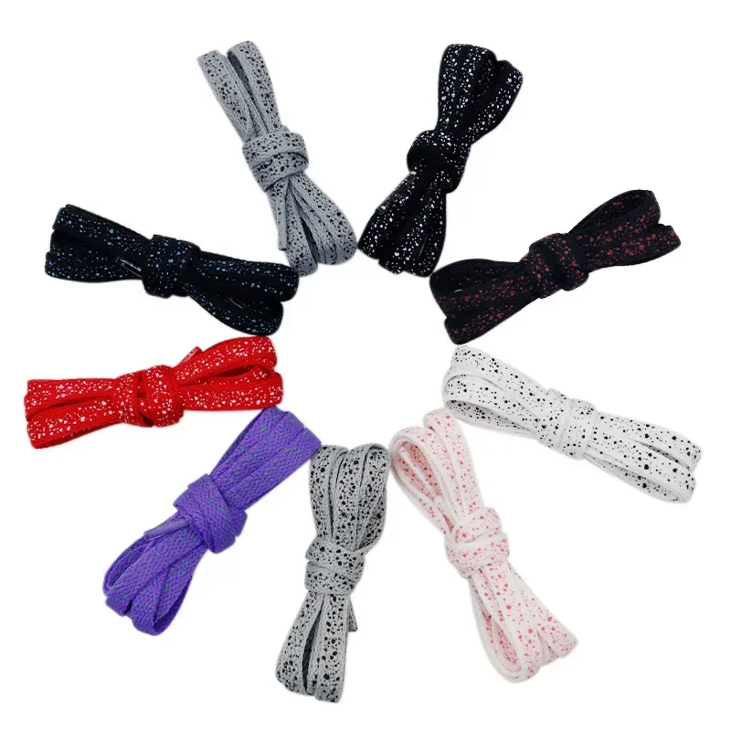 1 Pair Flat Shoelaces Print Colored Athletic Shoe Laces Ink Splash Design 0.8cm Width for Casual Sneakers Shoelace